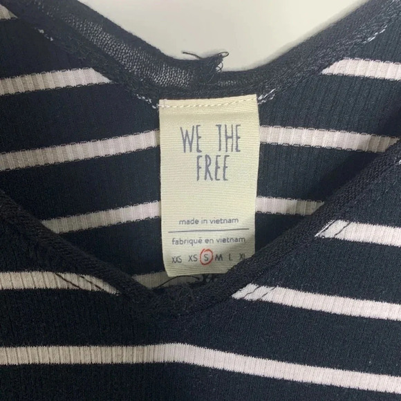 We The Free Black White Striped Peplum Style Top Size Small - Picture 5 of 6
